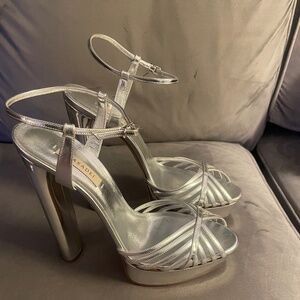 Casadei Silver Platform Sandals